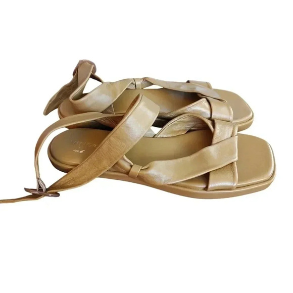 Vince Womens. Twistted Straps Ankle Strap Reza Square Toe Buckle Leather Sandals - Picture 3 of 4